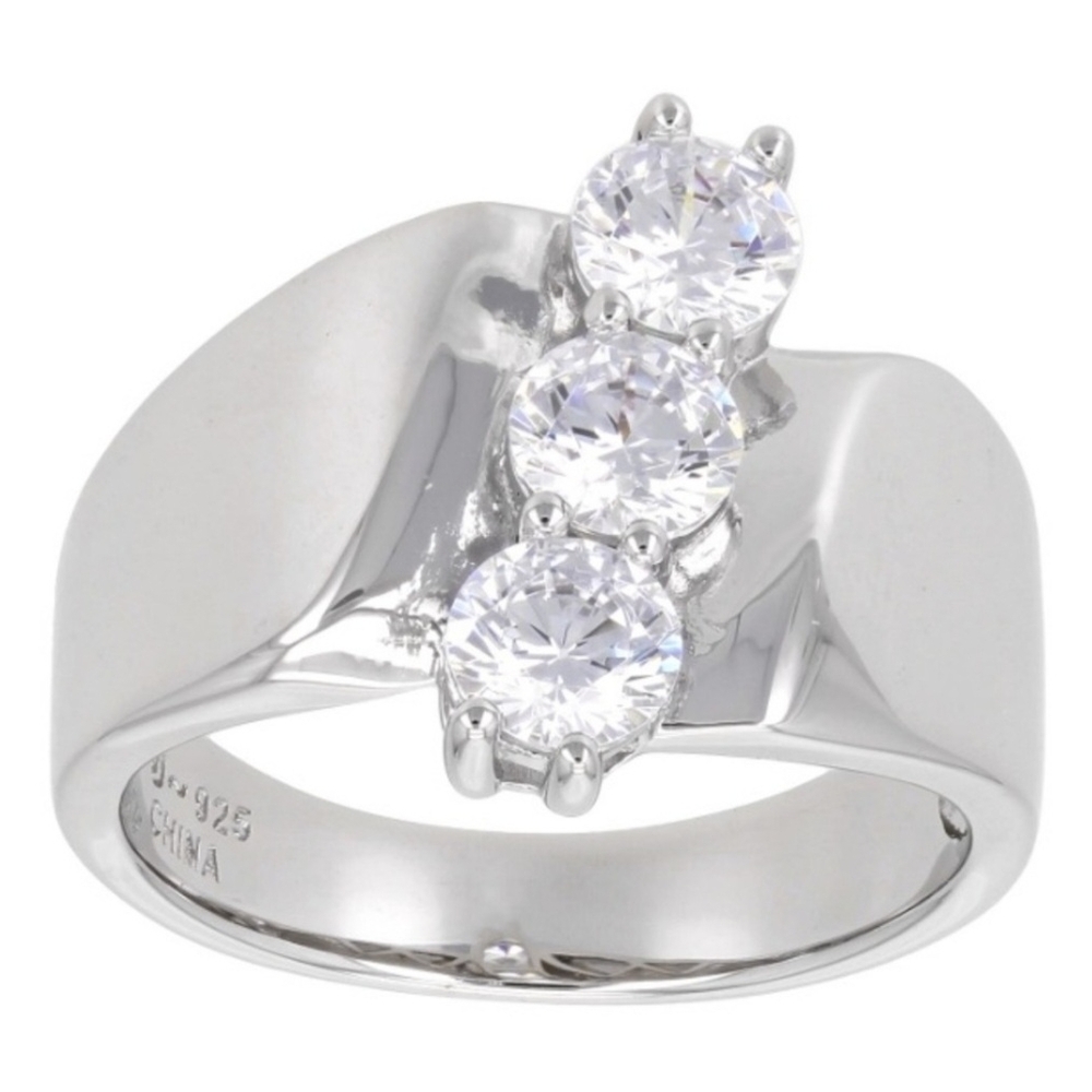 Bella Luce Asymmetrical 3CZ Stone Rhodium Over 925